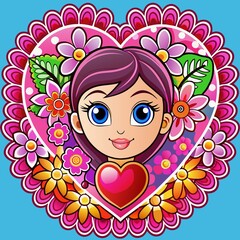 Fototapeta premium Mother's day greeting card, Symbols of love .