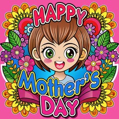 Mother's day greeting card, Symbols of love .