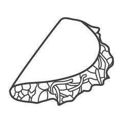 Linear icon of a burrito, depicted in a simple and clean black-and-white design, illustrating the popular Mexican dish in a minimalist style.
