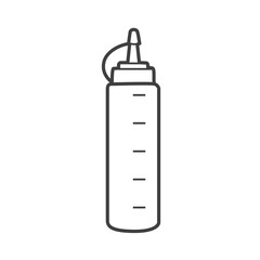 Linear icon of a ketchup bottle, illustrated in a simple and clean black-and-white design, portraying the popular condiment in a minimalist style.