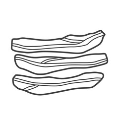 Linear icon of bacon, illustrated in a simple and clean black-and-white design, representing the popular breakfast food in a minimalist style.
