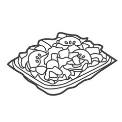 Linear icon of a salad bowl, depicted in a simple and clean black-and-white design, illustrating the healthy food option in a minimalist style.