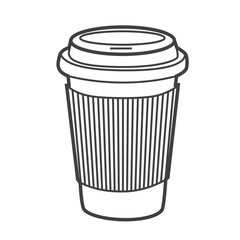 Linear icon of a coffee cup, illustrated in a simple and clean black-and-white design, representing the popular beverage in a minimalist style.