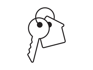 Key icon for house representation, isolated against a white background. This simple vector symbol evokes a sense of warmth and security, embodying the concept of home.