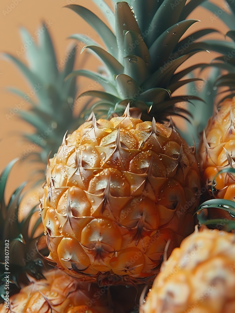 Poster generative ai : close-up translucence minimalist pineapple full of water drop