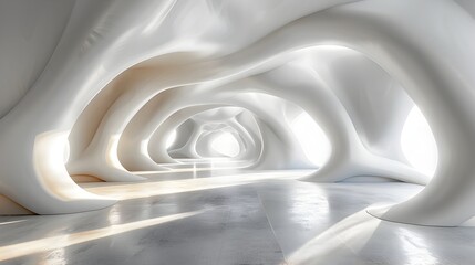 Cryptic 3D tunnel in abstract architecture showcasing simplicity and futuristic design - obrazy, fototapety, plakaty