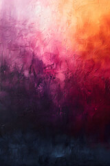 Textured sunset painting with deep hues and contrasts, Generative AI