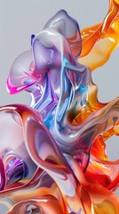 Engaging 3D design where liquid forms and dynamic movements meet a hot color palette, sparking fresh colors in visually striking shapes