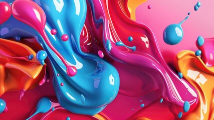 A dynamic 3D design featuring liquid shapes in a hot color palette, sparking fresh colors that flow vividly, embodying energy and modern aesthetics