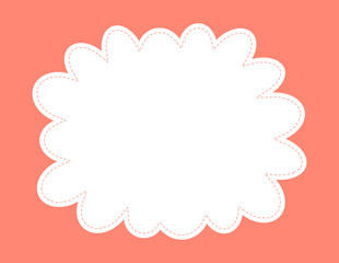 Cartoon frame fun vector background template. Cute cloud border on bright orange red backdrop. Playful design for children. Bubble frame good for signage, menu, advertisement, kids web design element.