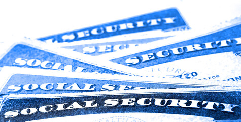 Social Security Cards Representing Finances and Retirement - 791809174