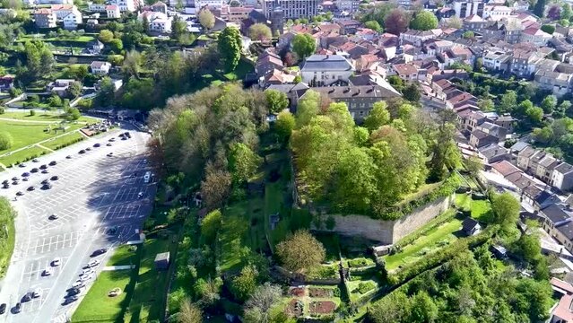 Drone flying over Val de Briey, Meurthe-et-Moselle, aerial view of the ramparts and the city