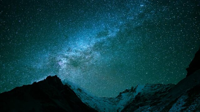 Backgrounds night sky with stars and milky way at langtang route track himalayan moutains from nepal