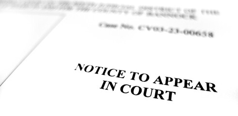 Court Filing Legal Document Notice to Appear in Court