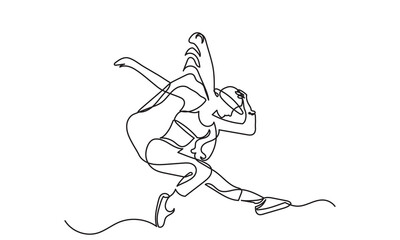 continuous line drawing of a young girl energetic hip-hop dancer woman practicing.Single line art concept of female hip-hop dance. Vector illustration.