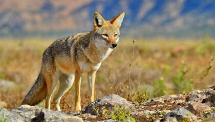 Obraz premium Guardian of the Rockies: The Story of a Coyote's Vigilance in Colorado's Wildlands