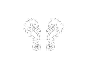 Continuous line drawing of seahorse. One line of seahorse. Marine animal concept continuous line art. Editable outline.