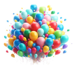 A bunch of colorful balloons in a bunch, Toy Clipart, 3d render.