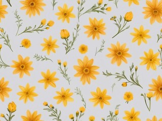 seamless background with yellow flowers - 791812187