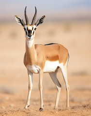 Naklejka na ściany i meble dama gazelle, reallife animals, sand desert сreated with Generative Ai