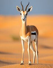 dama gazelle, reallife animals, sand desert сreated with Generative Ai - obrazy, fototapety, plakaty