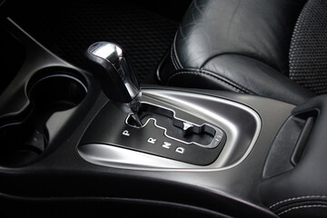 Automatic transmission shift selector in the car interior. Modern Automatic Transmission in Car....
