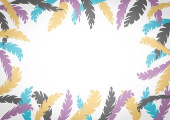 Illustration white background with colorful palm leaves.