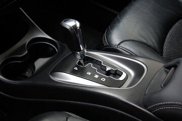 Automatic transmission shift selector in the car interior. Modern Automatic Transmission in Car....