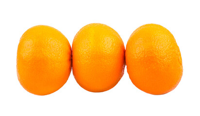Three tangerines isolated on white or transparent background