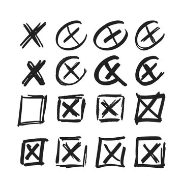 Doodle Cross Marks, Simple X Shapes Often Used To Represent Mistakes, Cancellations, Or Informal Annotations In Sketches