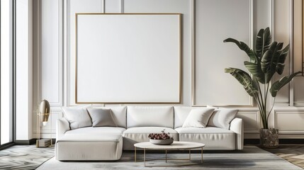 mock up poster frame in modern interior background Art Deco style, living room