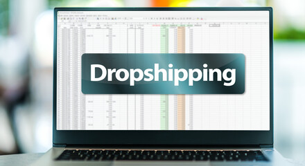 Laptop computer displaying the sign of Drop shipping - 791815775