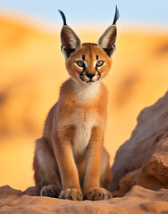 Caracal, , reallife animals, sand desert сreated with Generative Ai