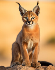 Fototapeta premium Caracal, , reallife animals, sand desert сreated with Generative Ai