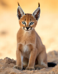 Caracal, , reallife animals, sand desert сreated with Generative Ai