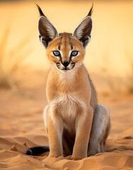 Caracal, , reallife animals, sand desert сreated with Generative Ai