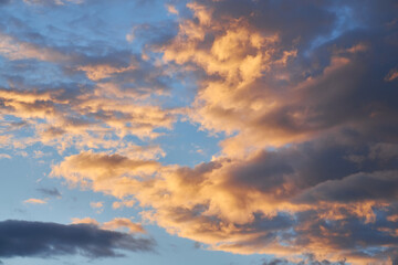 Cloudscape of cumulus sunset clouds