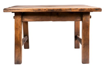 Brown wooden table on the transparent background.