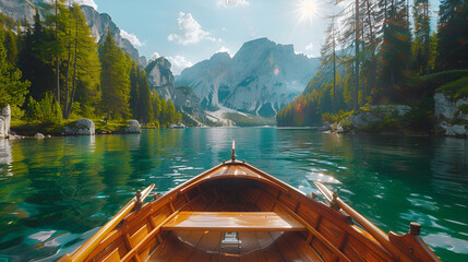 sailing on a boat on a turquoise lake on a clear sunny day