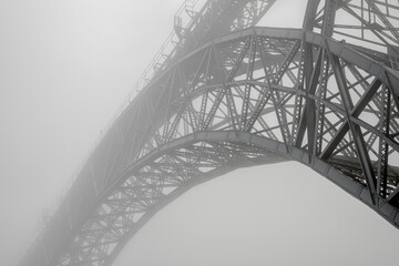 Old Eiffel Oporto foggy bridge