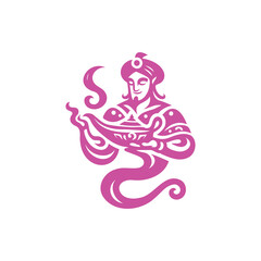 Purple and White Illustration of Aladin Character