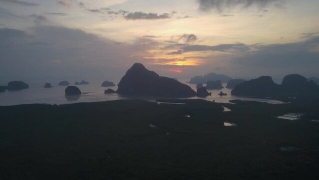 mountains. smed nangshe Phang Nga national park in Thailand. Tropical nature drone shot.top view.