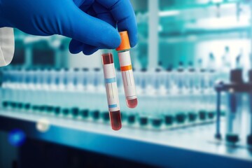 Blood type positive test, sample to analyze