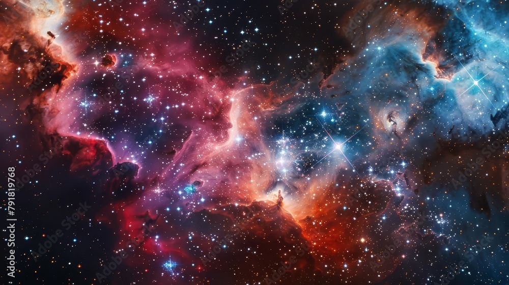Canvas Prints vibrant nebula and galaxy in deep outer space infinite universe full of stars abstract cosmos