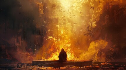 elijah praying to god fire falling from heaven on sacrificial altar prophets of baal biblical scene digital painting