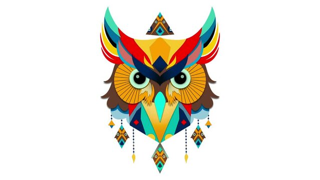 Owl steampunk animal cartoon style illustration square isolated, Graduating owl, square cap, fluttering in academic hall, vibrant celebration, achievements and aspirations, painting with colorful pain