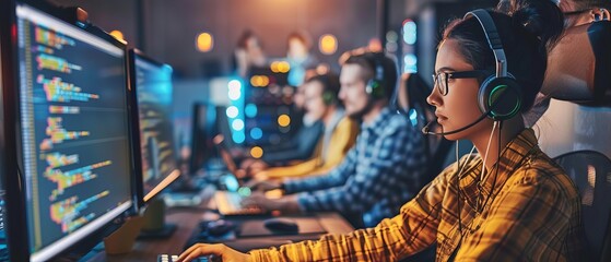 In the Data Center System Control Room, a team of young professionals code, program, and find solutions to data center problems.