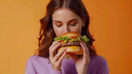 Woman Savoring a Juicy Burger