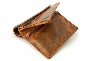 photo of empty wallet opened to reveal no money inside against a white background, symbolizing financial hardship and the need for budgeting and financial planning.