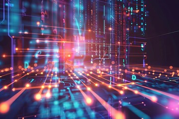 Abstract Background Illustrating Digital Transformation, System Engineering, and Programming Concepts	